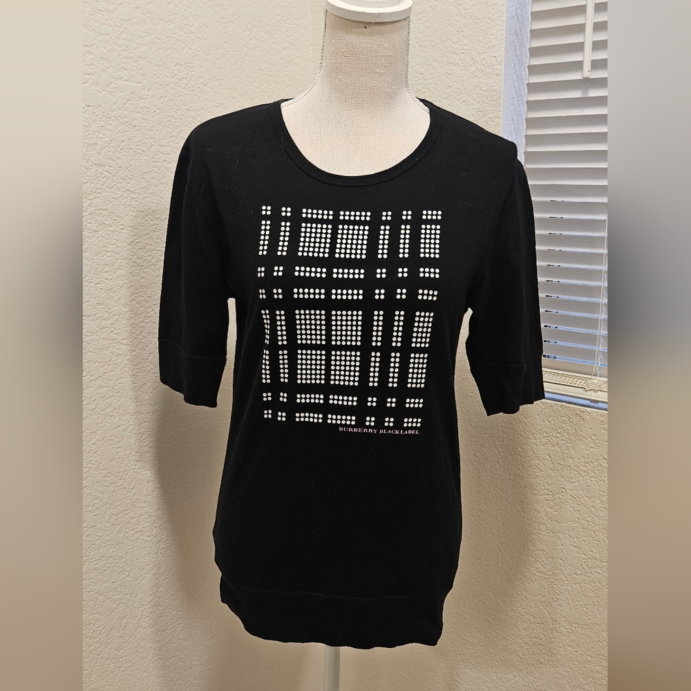 Burberry Black Label 3/4 Sleeve Tee with White Graphic